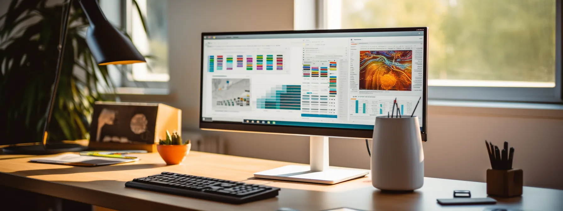 a person sitting at a desk, strategically selecting and arranging words on a computer screen to create an engaging seo title.
