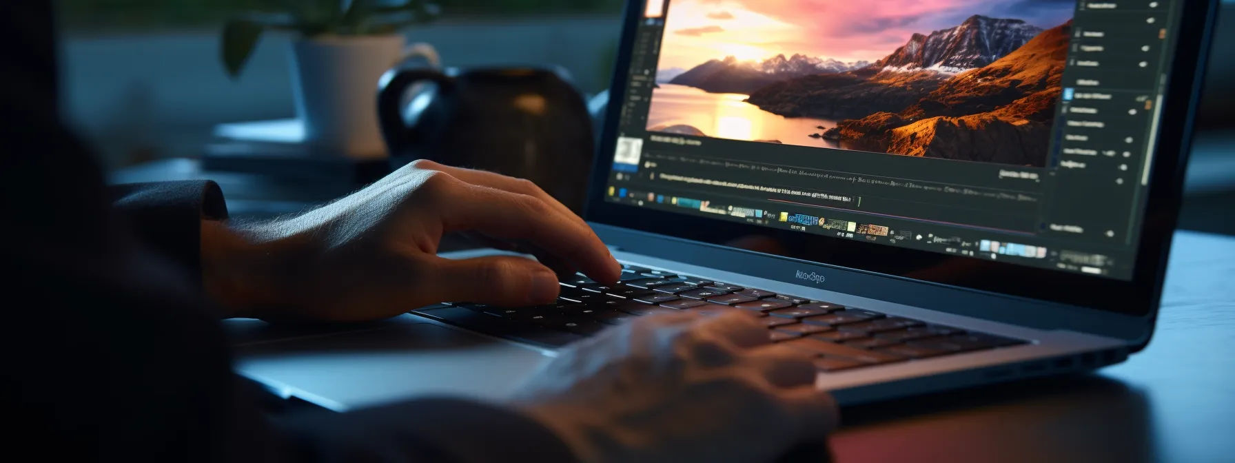 a person typing a conclusion on a laptop.