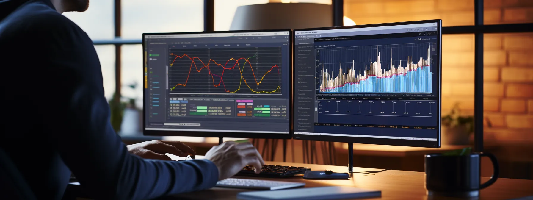 a person analyzing data on a computer screen showcasing seo analytics and optimization.