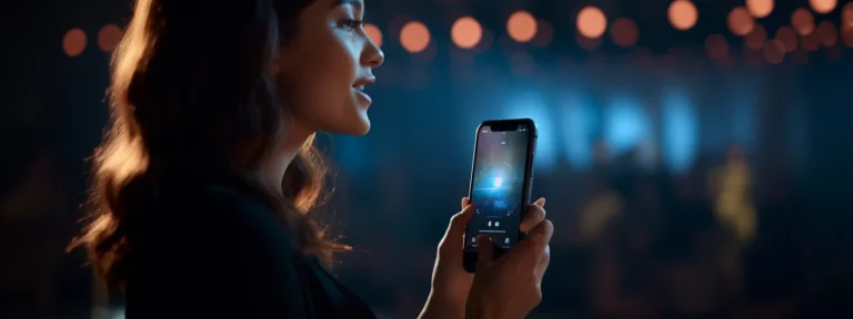 a person using a smartphone to perform a voice search.