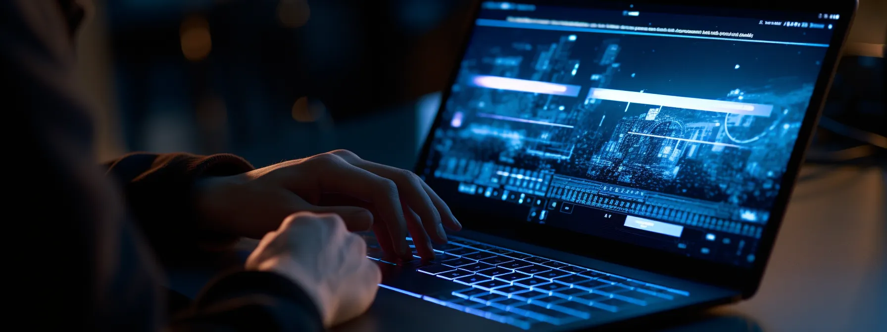 a person typing on a laptop computer, focusing on the screen with a well-structured conclusion visible.