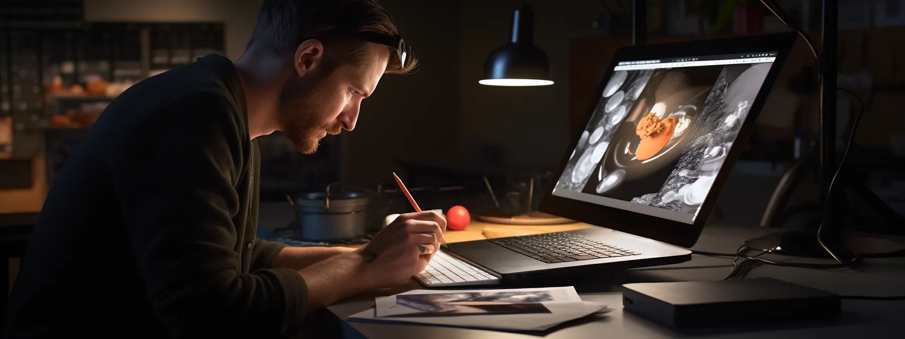 an artist carefully painting a delicate balance of keywords onto a web page.