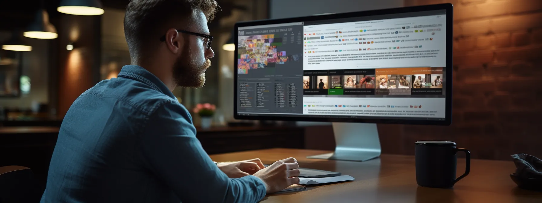 a digital marketer brainstorming creative titles and headlines on a computer screen.