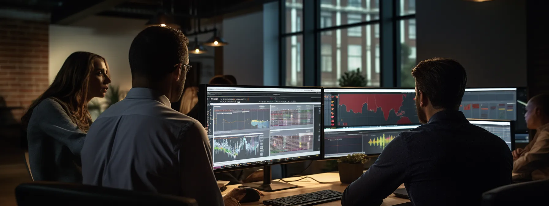 a group of analysts studying user behavior and conversion rates using various analytical tools and charts.