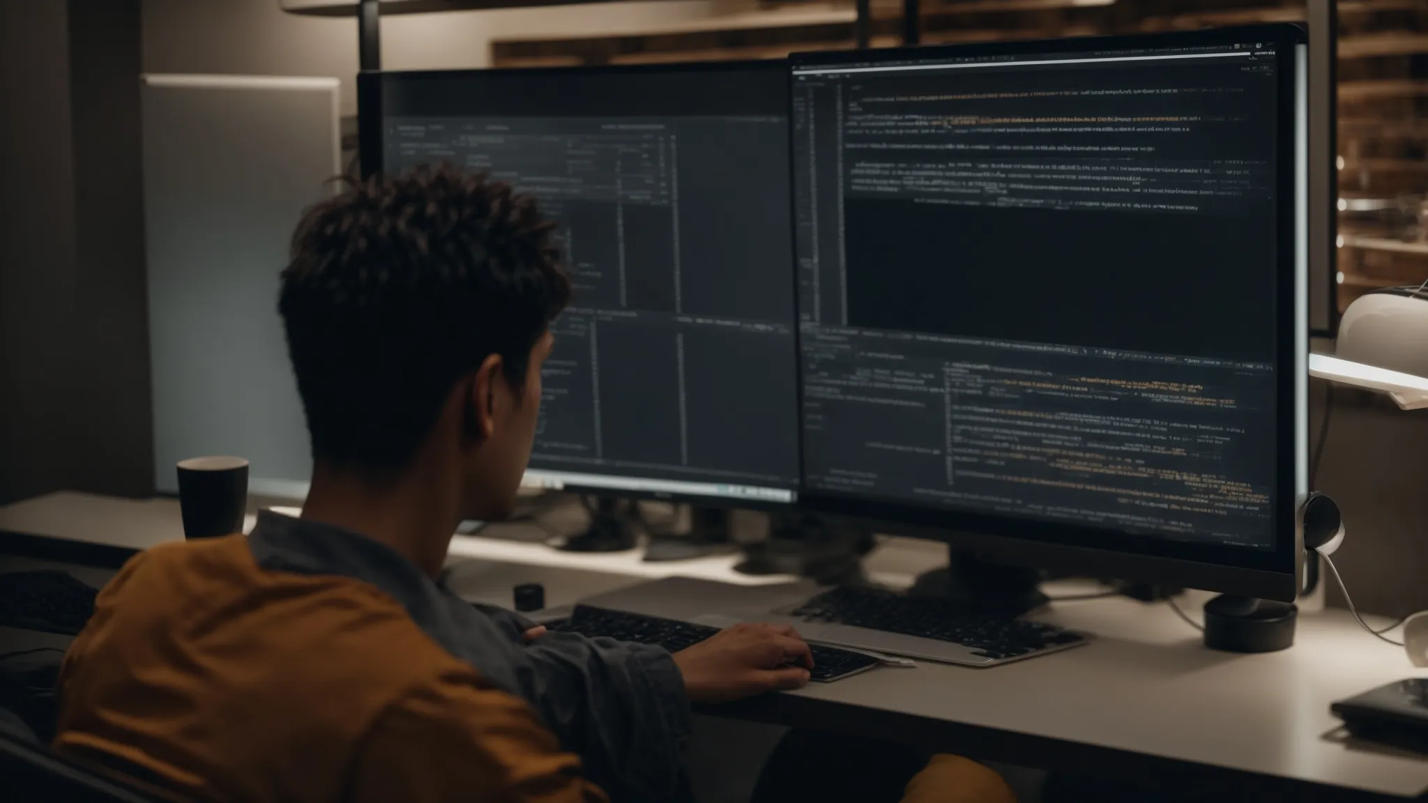 a person is sitting at a computer, focusing on optimizing the metadata fields of a website's backend.