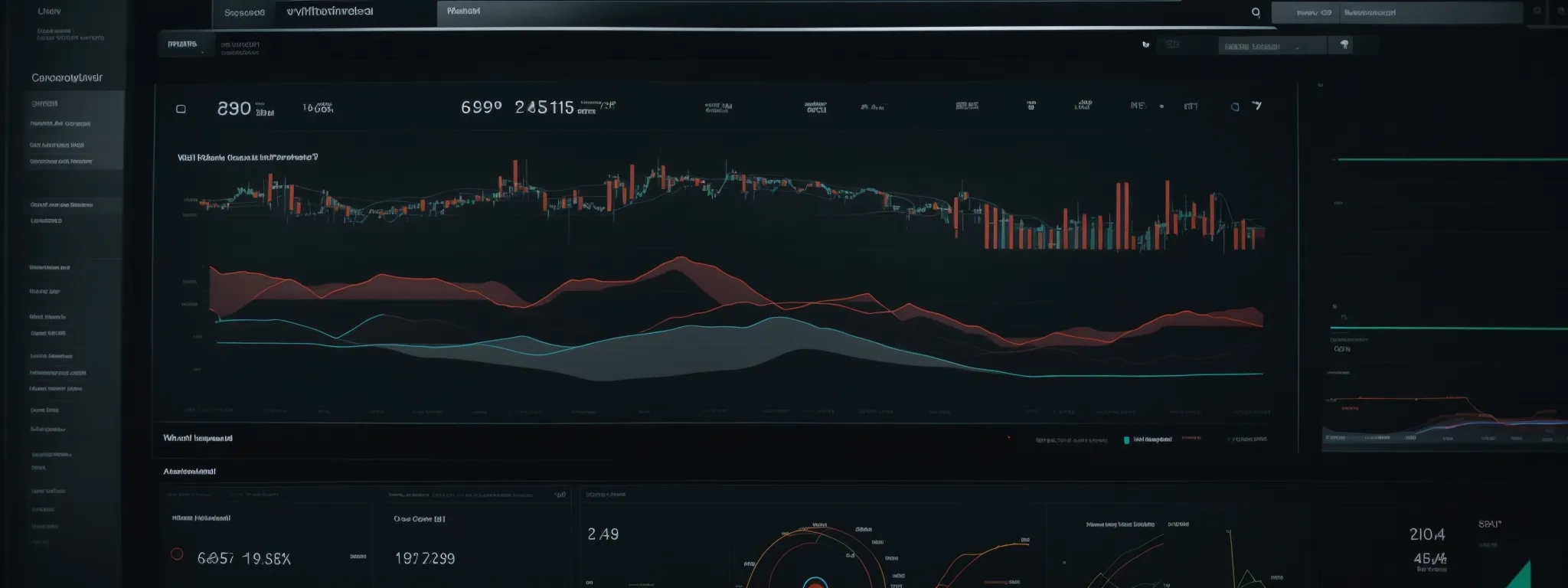 a computer screen displaying a website's analytics dashboard with overlaid visual cues denoting optimization by artificial intelligence.