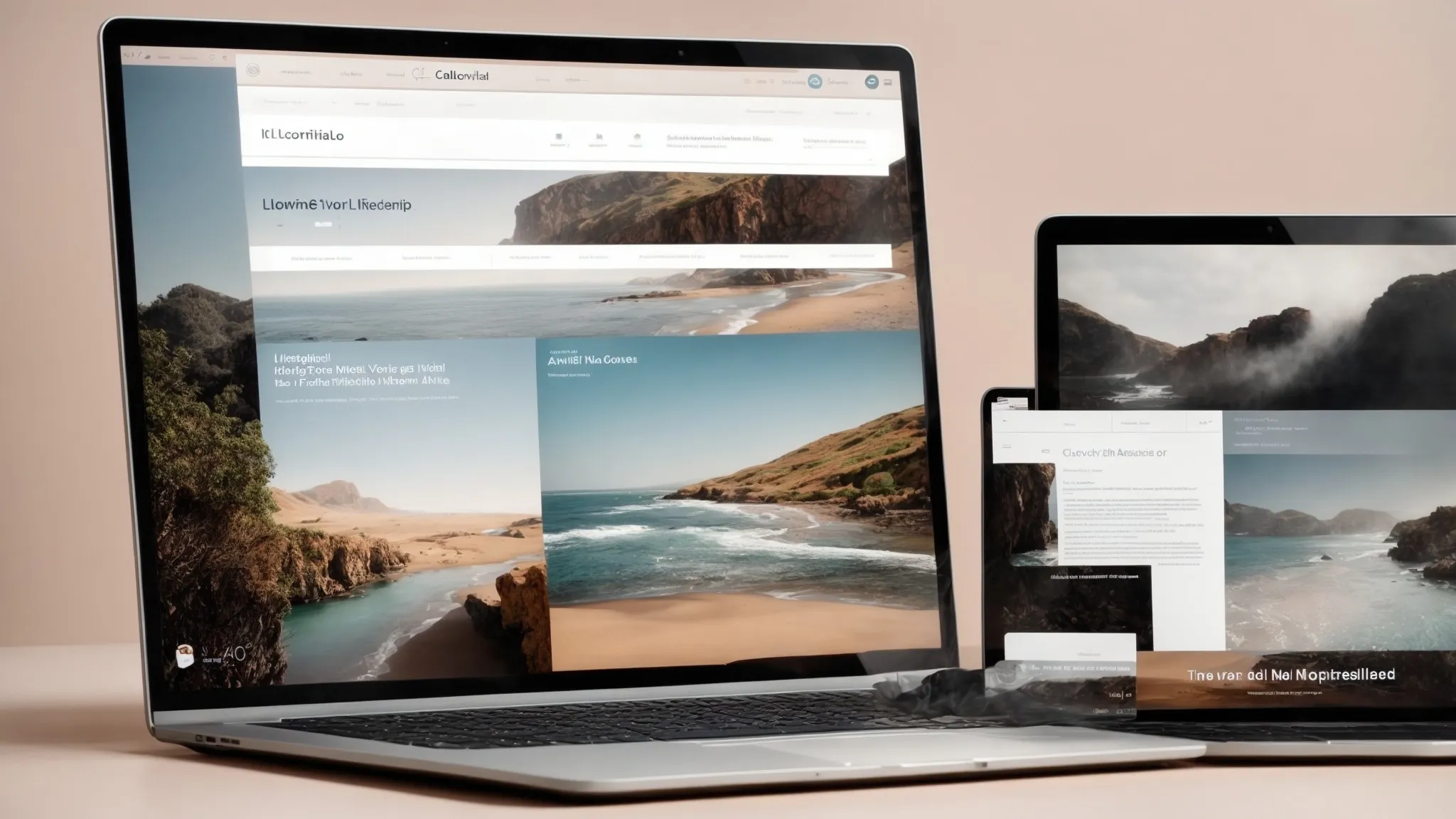a laptop with a well-designed landing page on the screen, highlighting bold headlines and an engaging call-to-action.