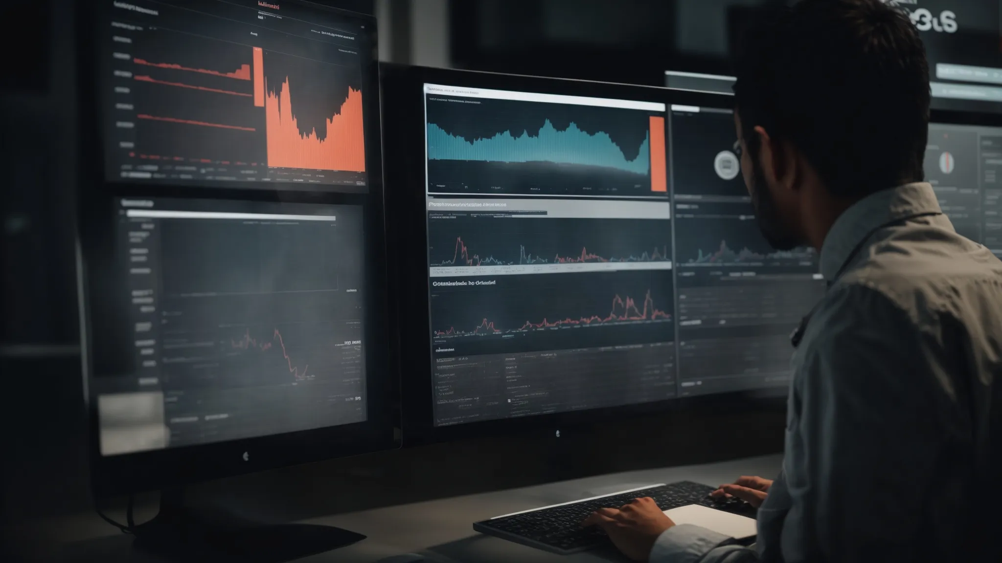 a marketer analyzing data on a dashboard screen to enhance a website's user experience.