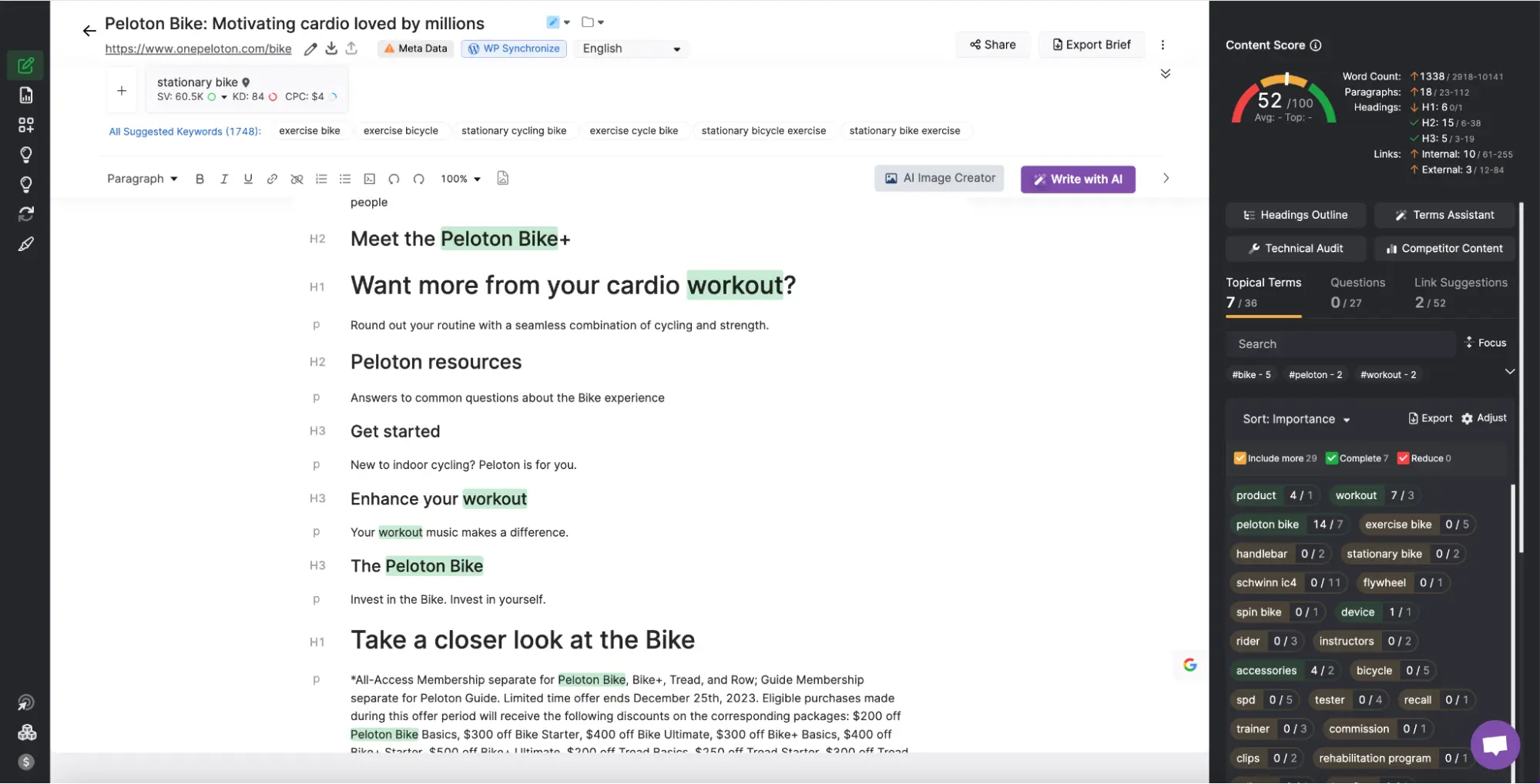 Click “Optimize Content” to start improving your content score
