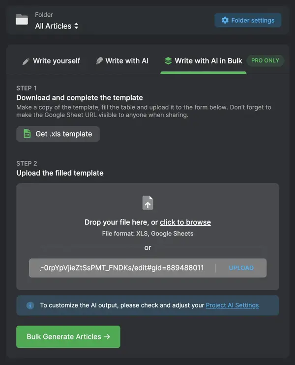 Use the Bulk AI Writer to Generate Items in your Topical Map