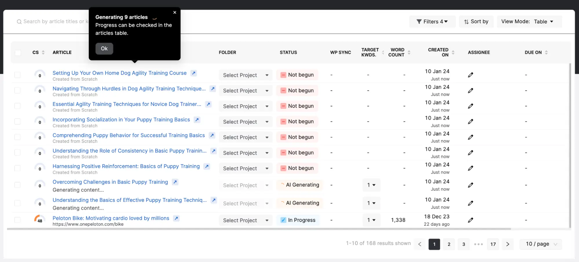 Navigate to the SEO Content Assistant to Find your Articles