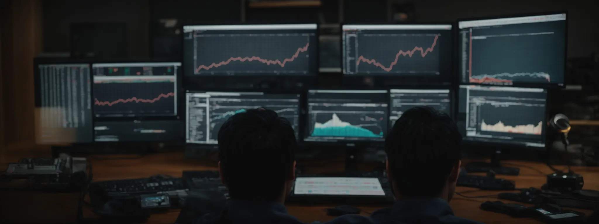 a person sits in front of a computer, intently analyzing charts and data on video content performance.