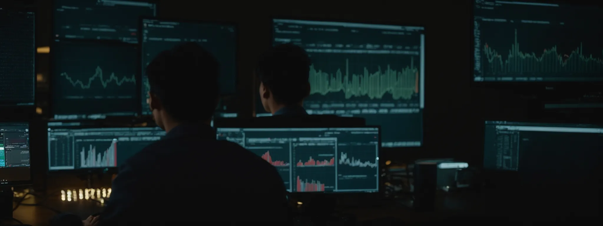a person intently studying analytics on a computer screen displaying youtube metrics.