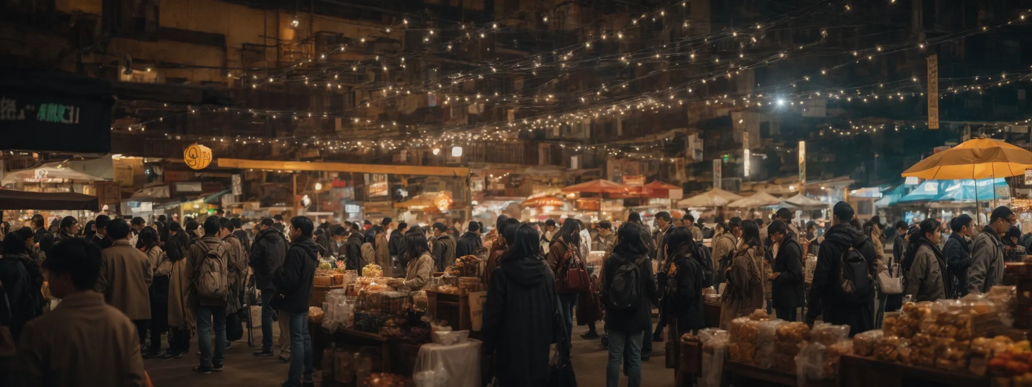 a bustling online marketplace with products highlighted by a glowing aura to signify enhanced visibility through keyword optimization.