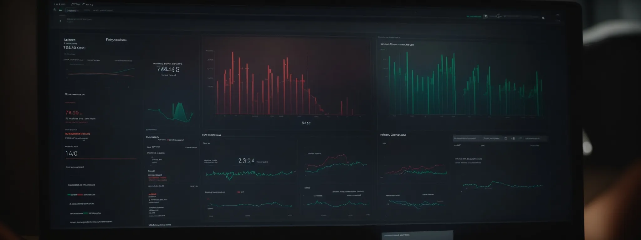 a person using interactive analytics dashboard on a computer screen displaying website performance metrics.
