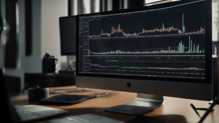 a developer intently studies graphs and charts on a computer screen displaying keyword search volume trends.