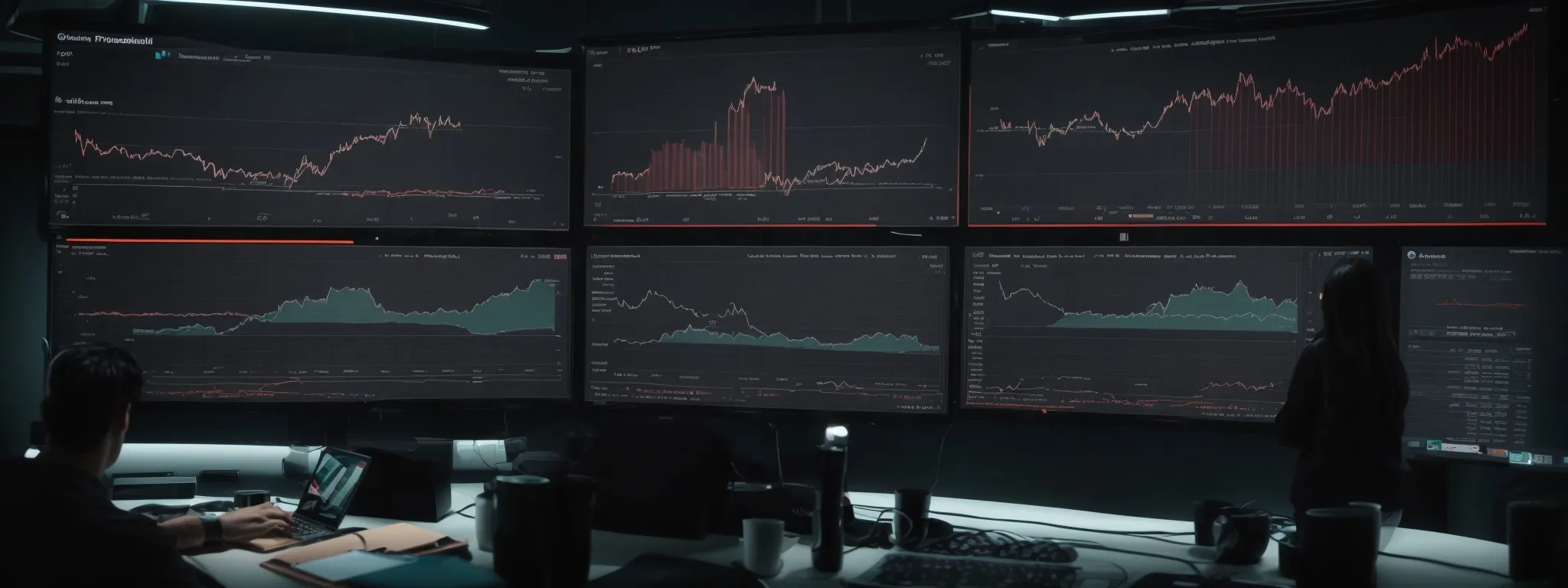 a person studying analytics on a screen showing youtube metrics and performance graphs.