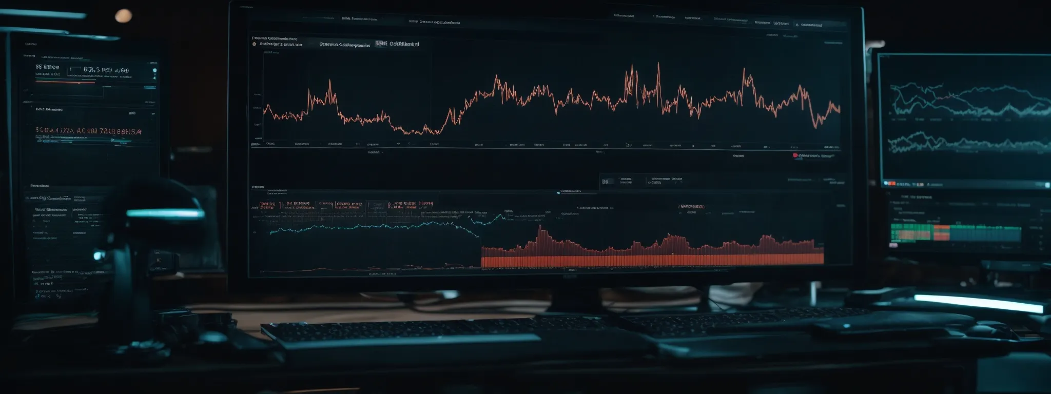 a computer screen displays graphs and analytics for seo performance within a digital marketing dashboard.