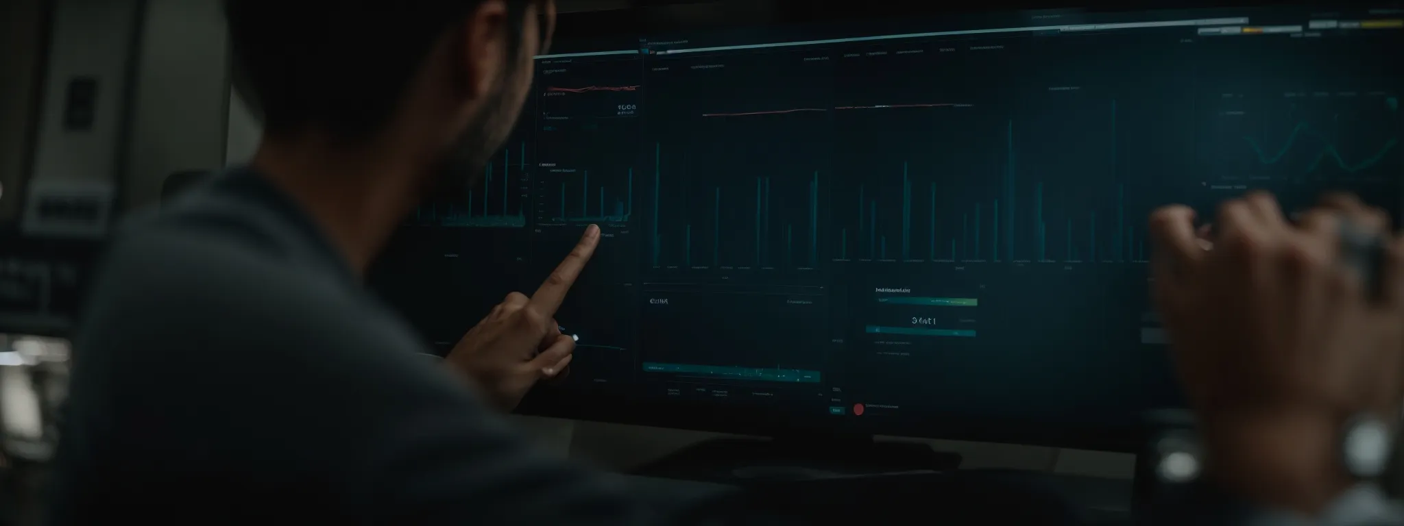 a person interacting with an intuitive digital dashboard displaying key performance metrics.