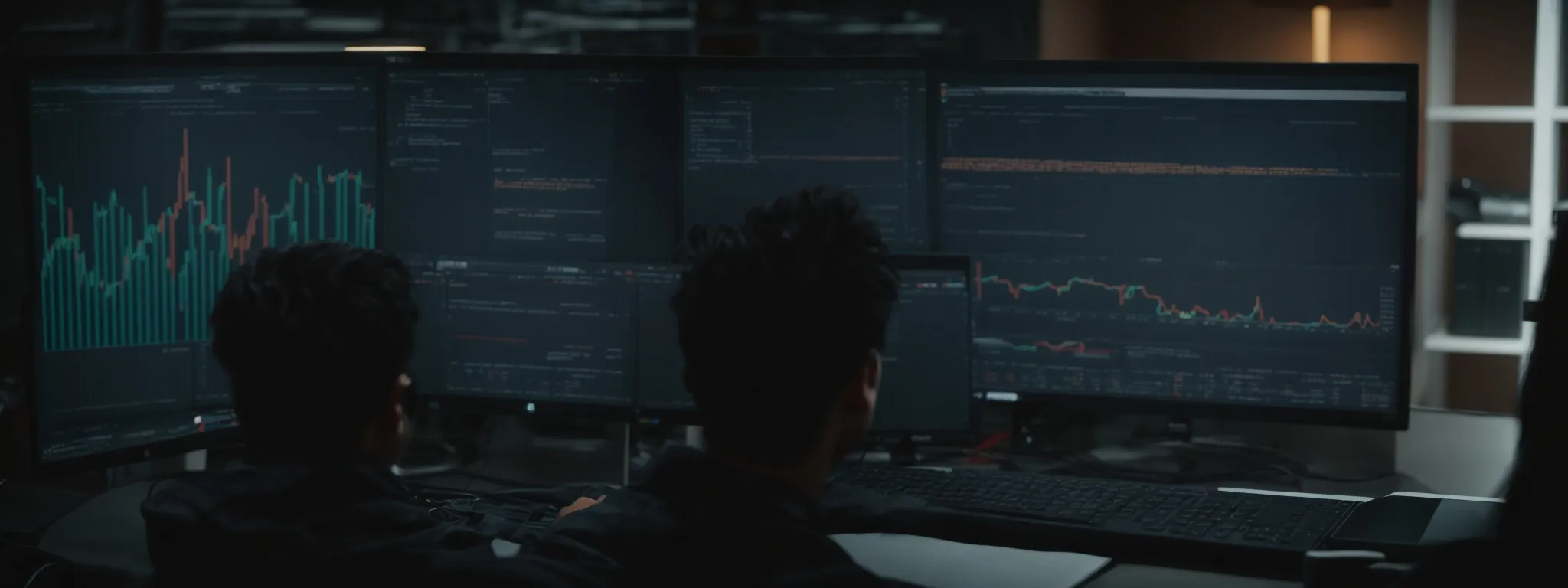 a marketer analyzing graphs on a computer screen that reflect seo performance data from a keyword research tool api.
