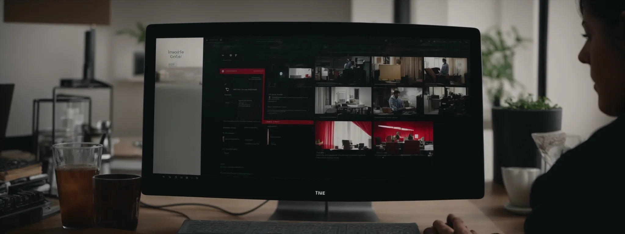 a person typing on a computer with the youtube homepage on the screen.
