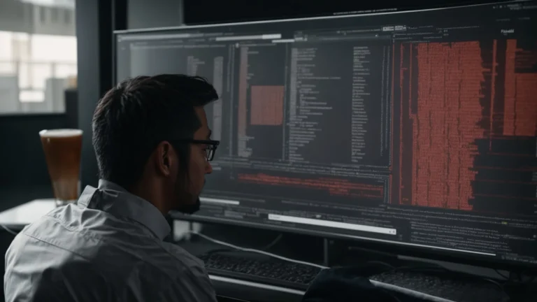a web developer is reviewing structured data code on a computer screen to enhance search engine optimization for a website.