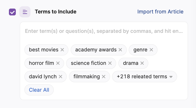 Terms to Include