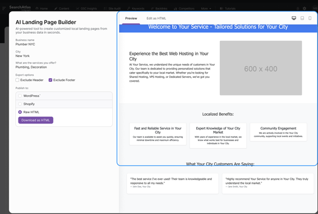 OTTO AI Landing Page Builder tool