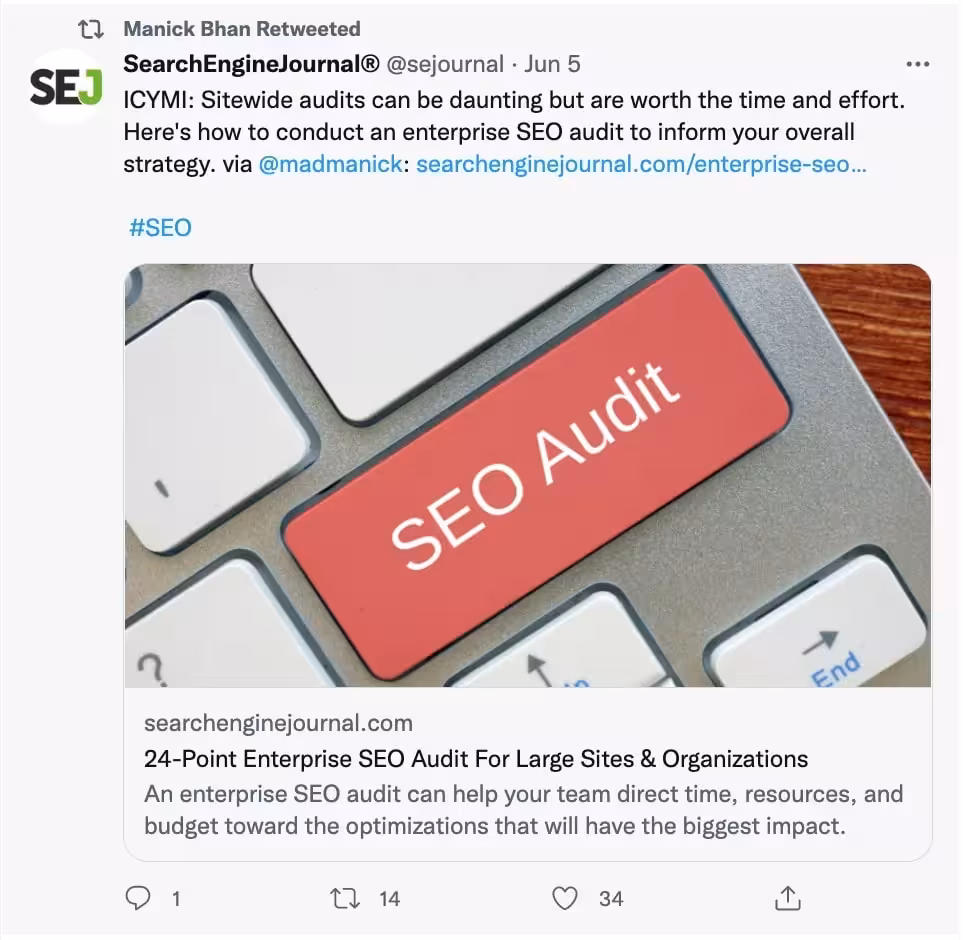 example of a tweet that has Summary with Large Image Twitter card