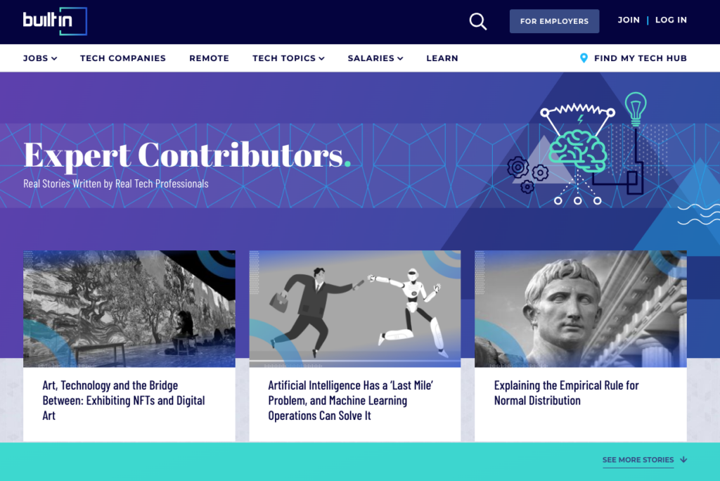Screenshot from Expert Contributors Section of Builtin.com August 2022