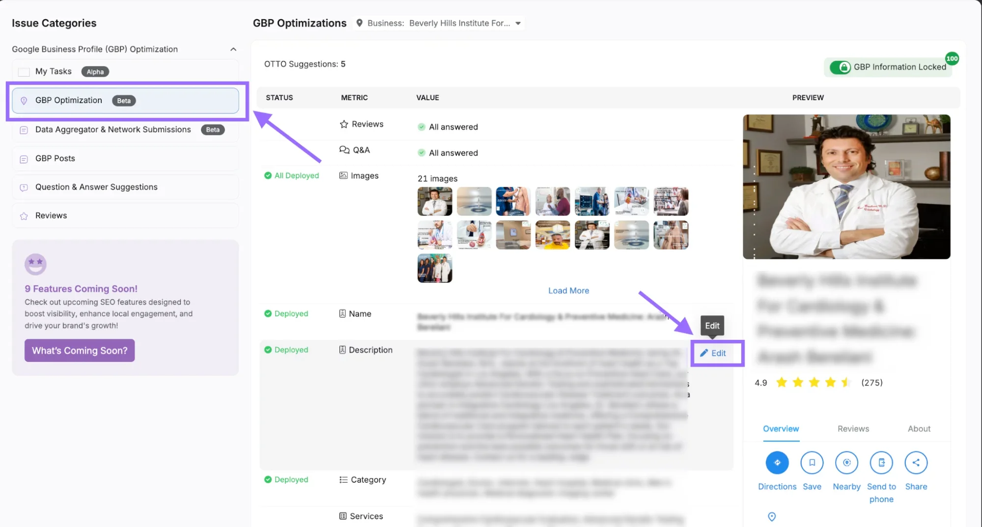 Search Atlas google my business management software overview dashboard