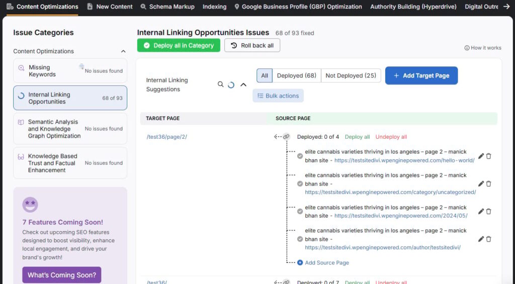 OTTO optimization tab internal linking
