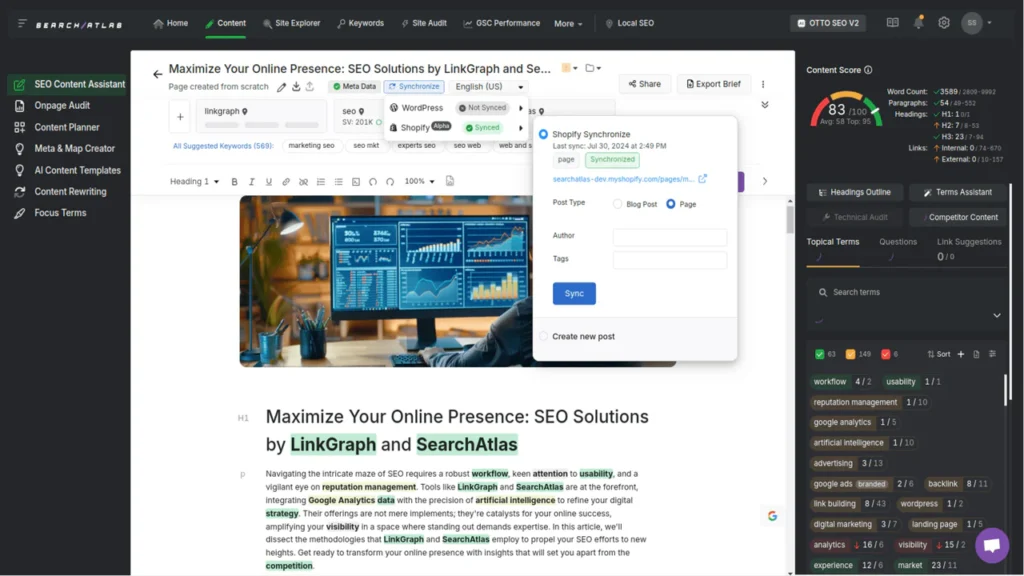 search atlas content genius shopify