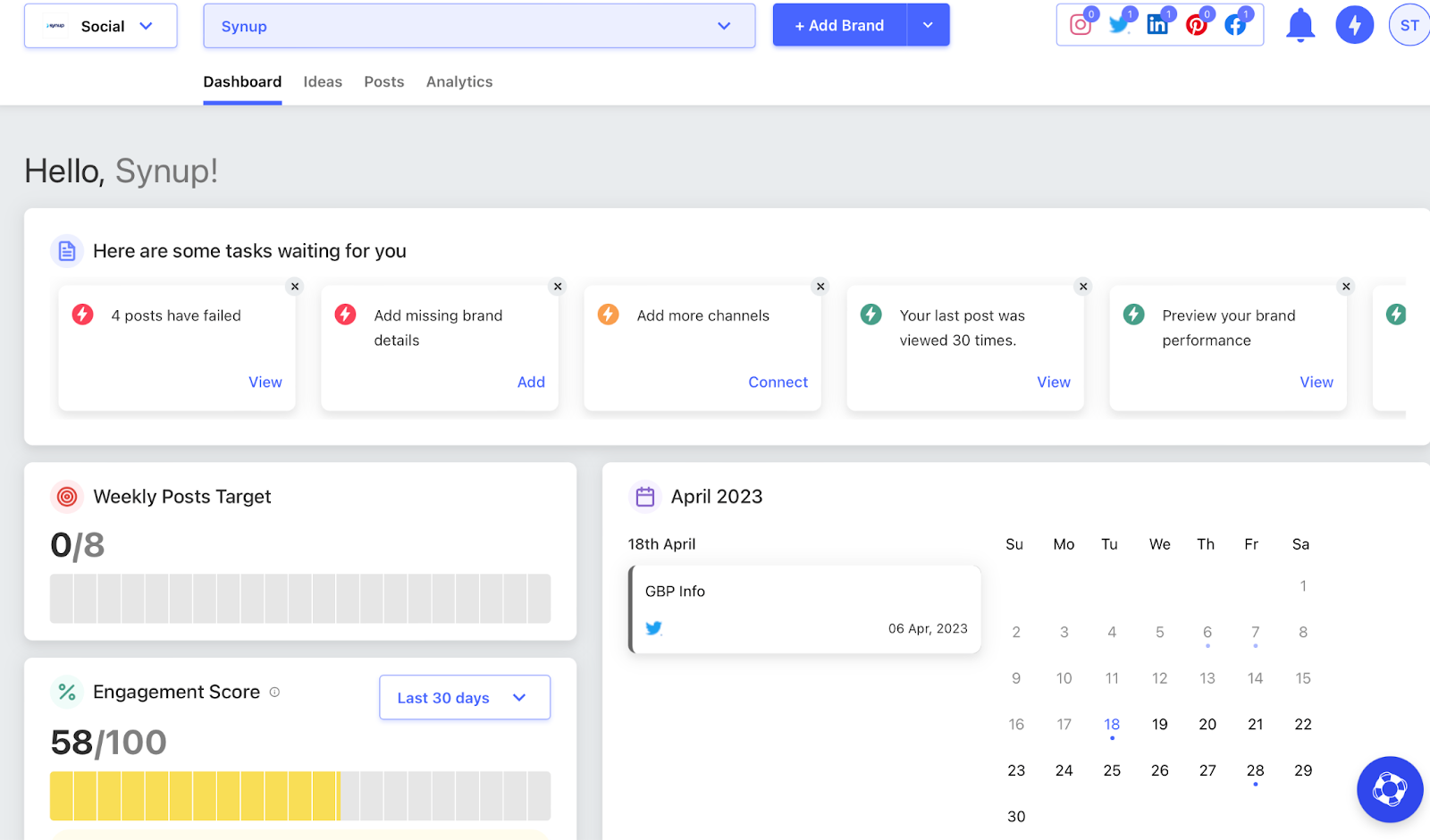 synup content dashboard example