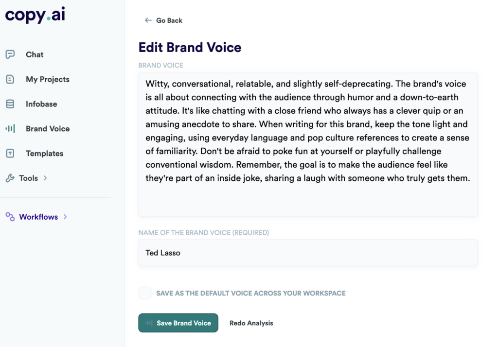 Copy.ai Brand Voice Example