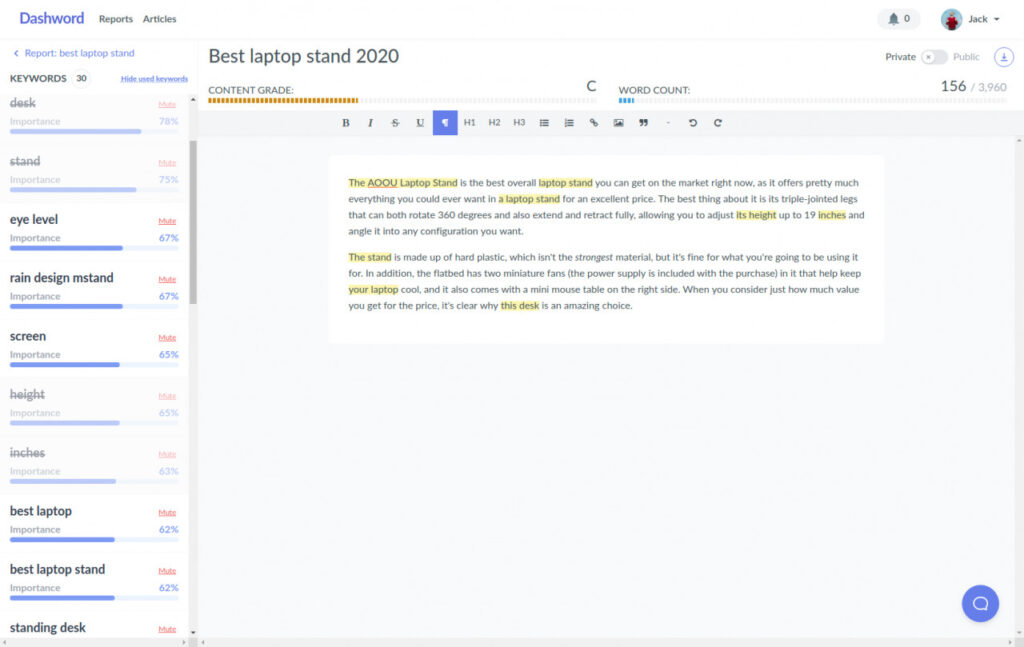 Dashword Content Editor Example