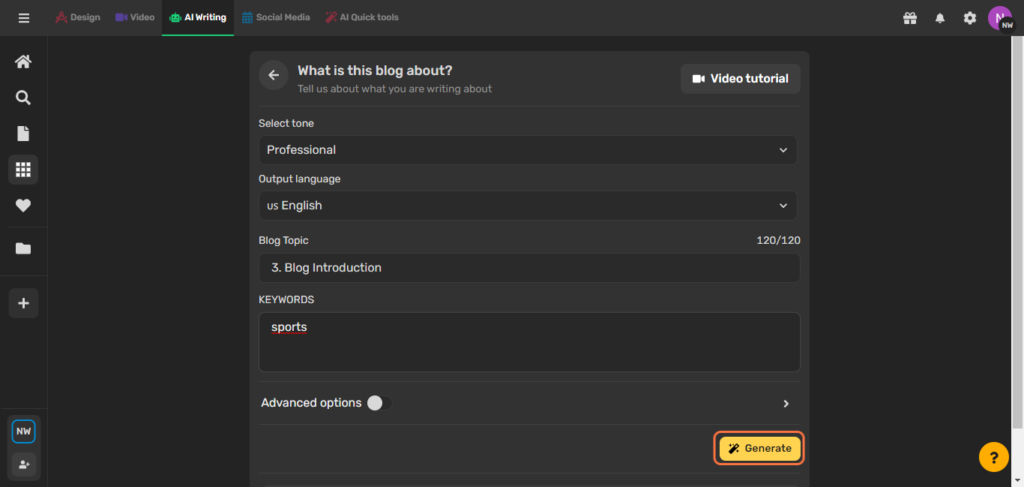 Simplified AI Generate Content Feature