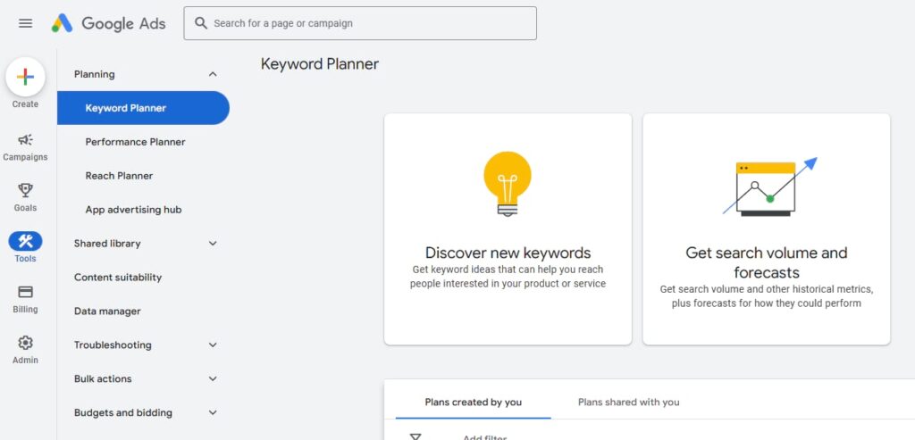 google ads keyword planner