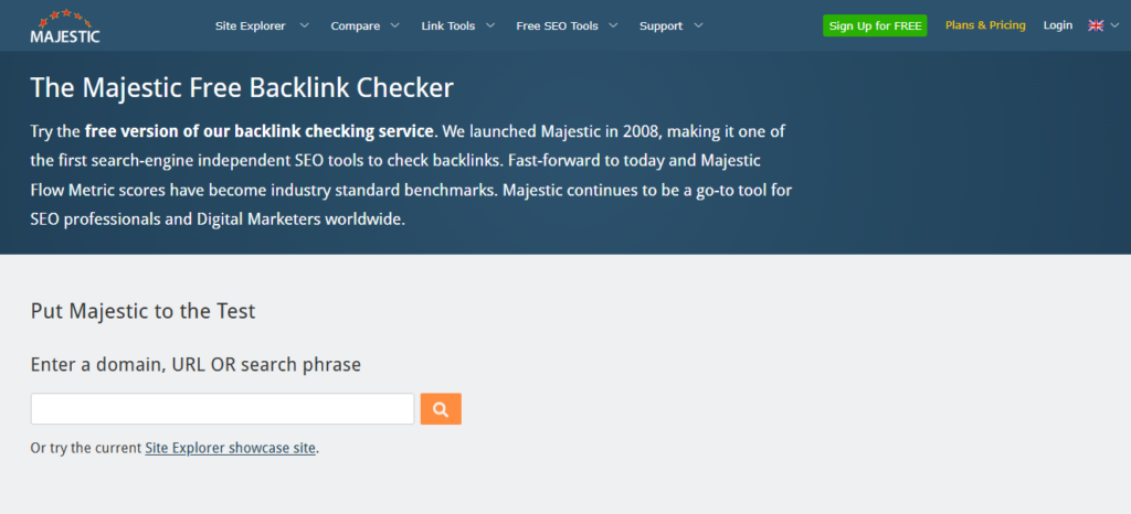 majestic authority backlink checker