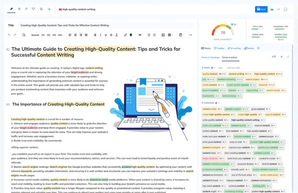 neuronwriter content editor tool