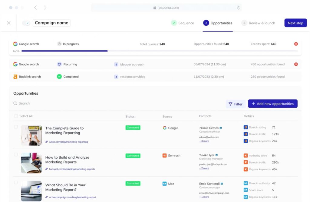 respona dashboard