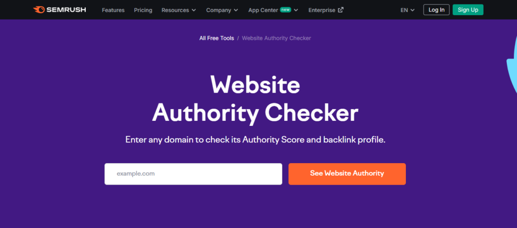 semrush domain authority checker