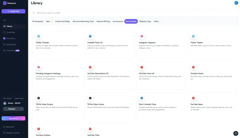 writesonic templates