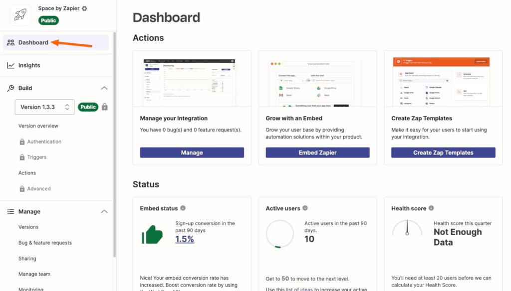 zapier main dashboard