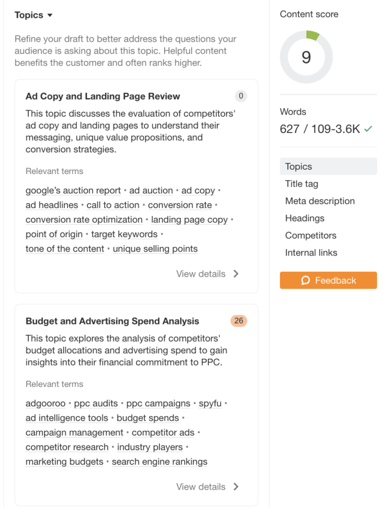 Ahrefs content helper AI feature example