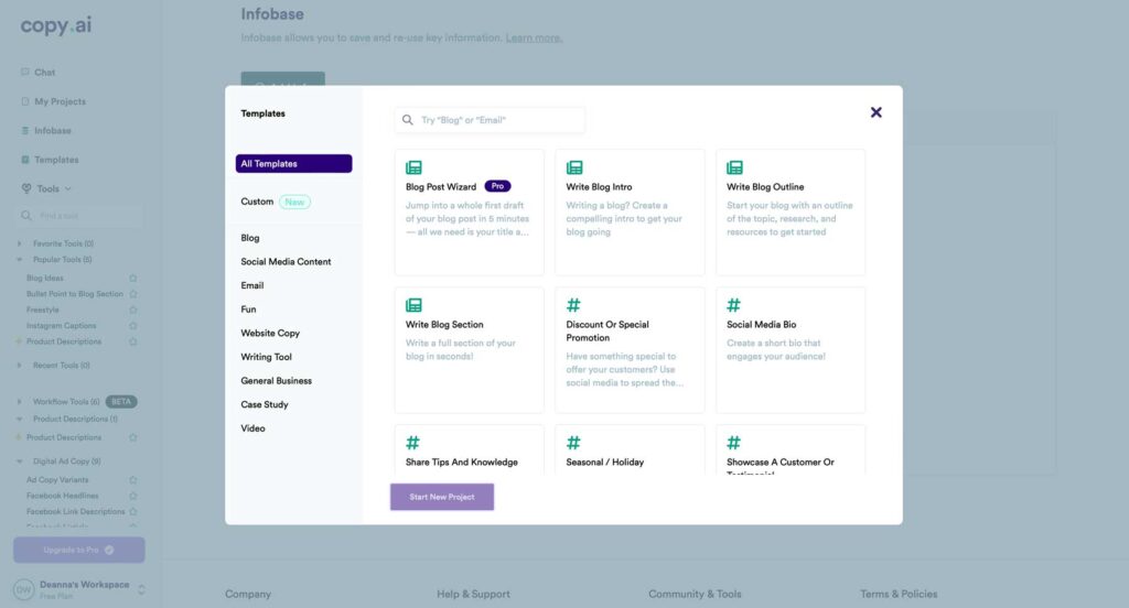 Copy.ai content editor
