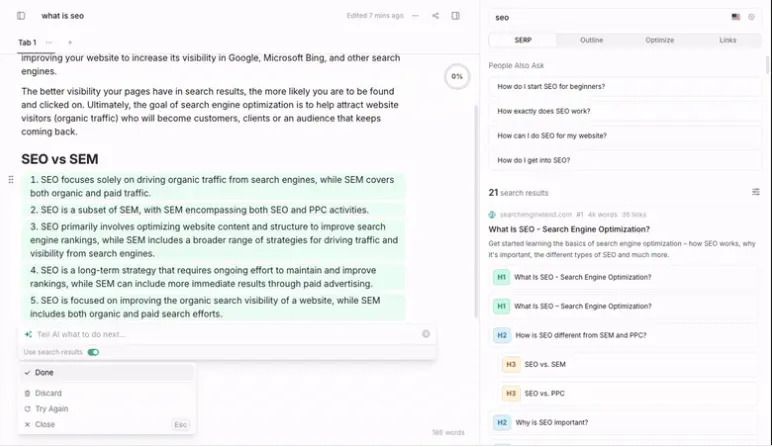 Frase Content Editor AI Writing Feature