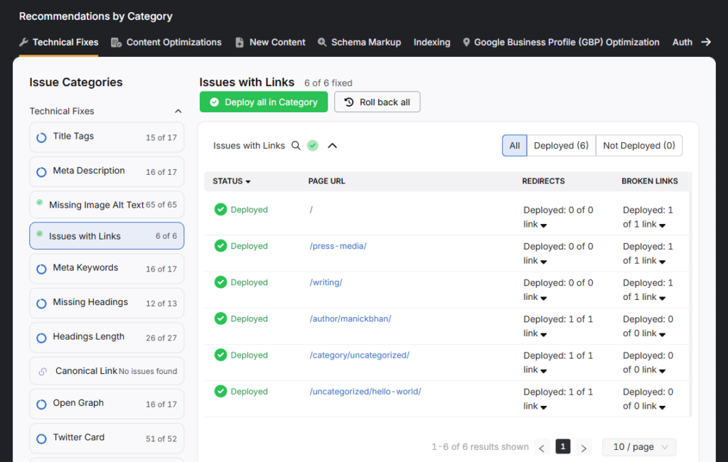 OTTO technical fixes 2 issues with links