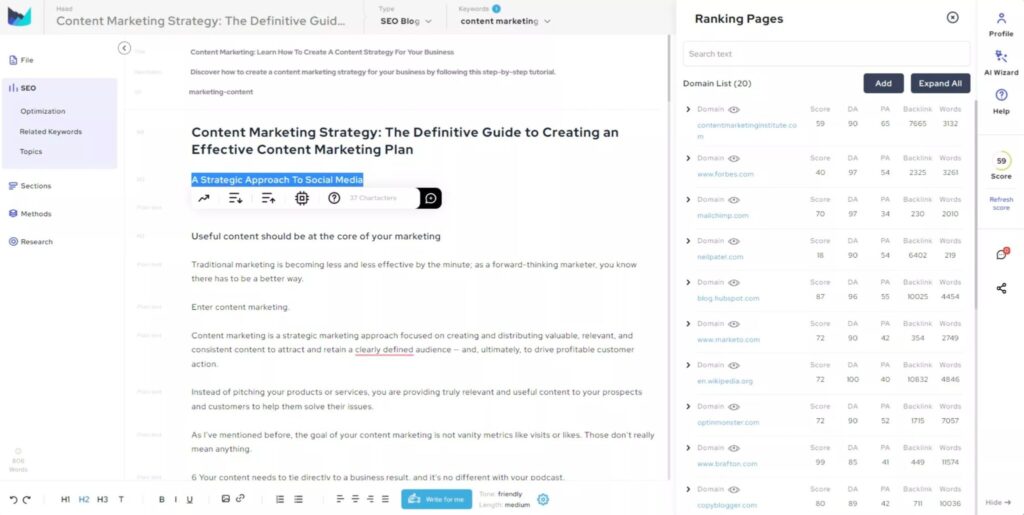 Outranking content editor