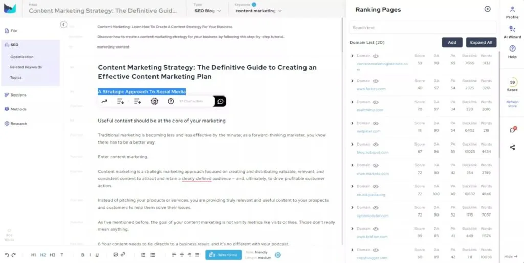 Outranking content editor